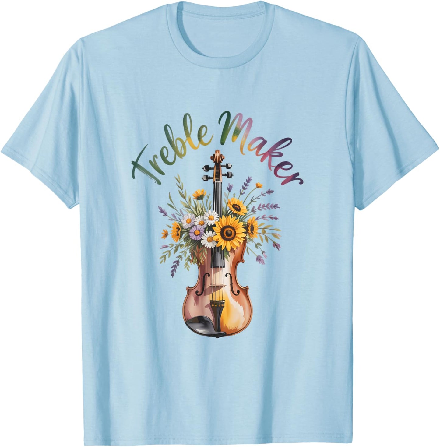 Treble Maker Violin Floral Music Pun Orchestra T-Shirt - T-Shirt | Light Blue