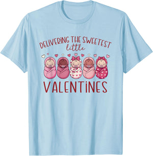 Women Labor and Delivery Nurse Valentine's Day L & D T-Shirt - T-Shirt | Light Blue