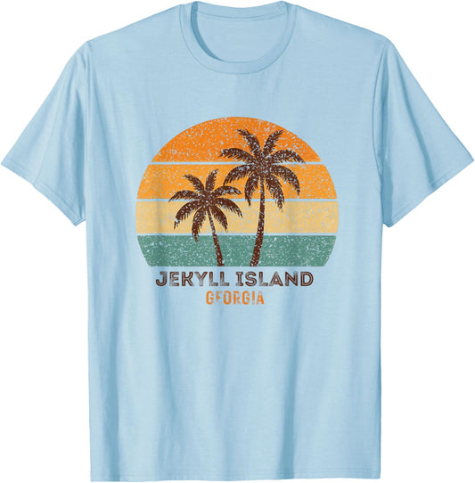 Jekyll Island Georgia Retro Vintage Souvenir Gift T-Shirt - T-Shirt | Light Blue