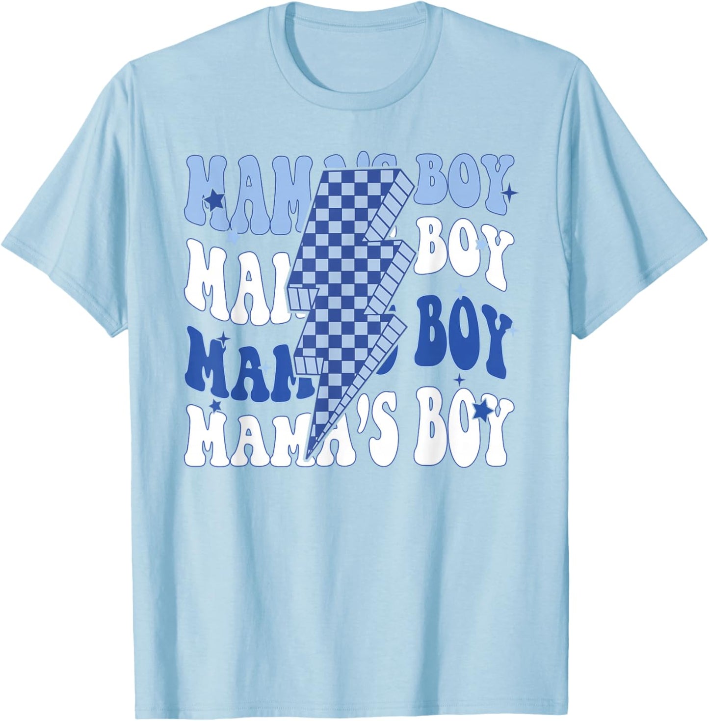 Cute Mama's Boy Checkered Toddler Kids Mother's Day T-Shirt - T-Shirt | Light Blue