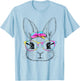 Cute Bunny Rabbit Face Happy Easter Day Women Girls Kids T-Shirt - T-Shirt | Light Blue