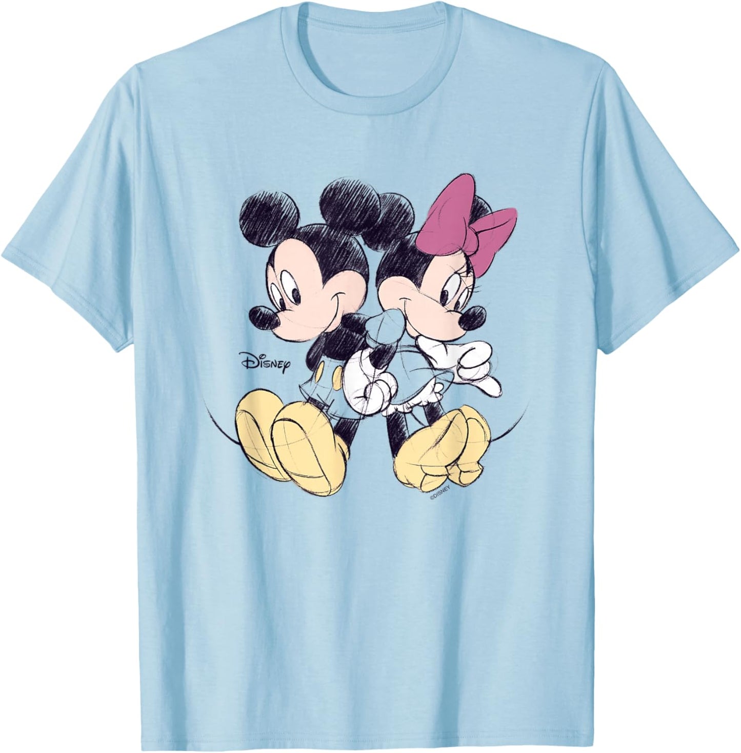 Disney Mickey and Friends Minnie Sketch Art T-Shirt - T-Shirt | Light Blue