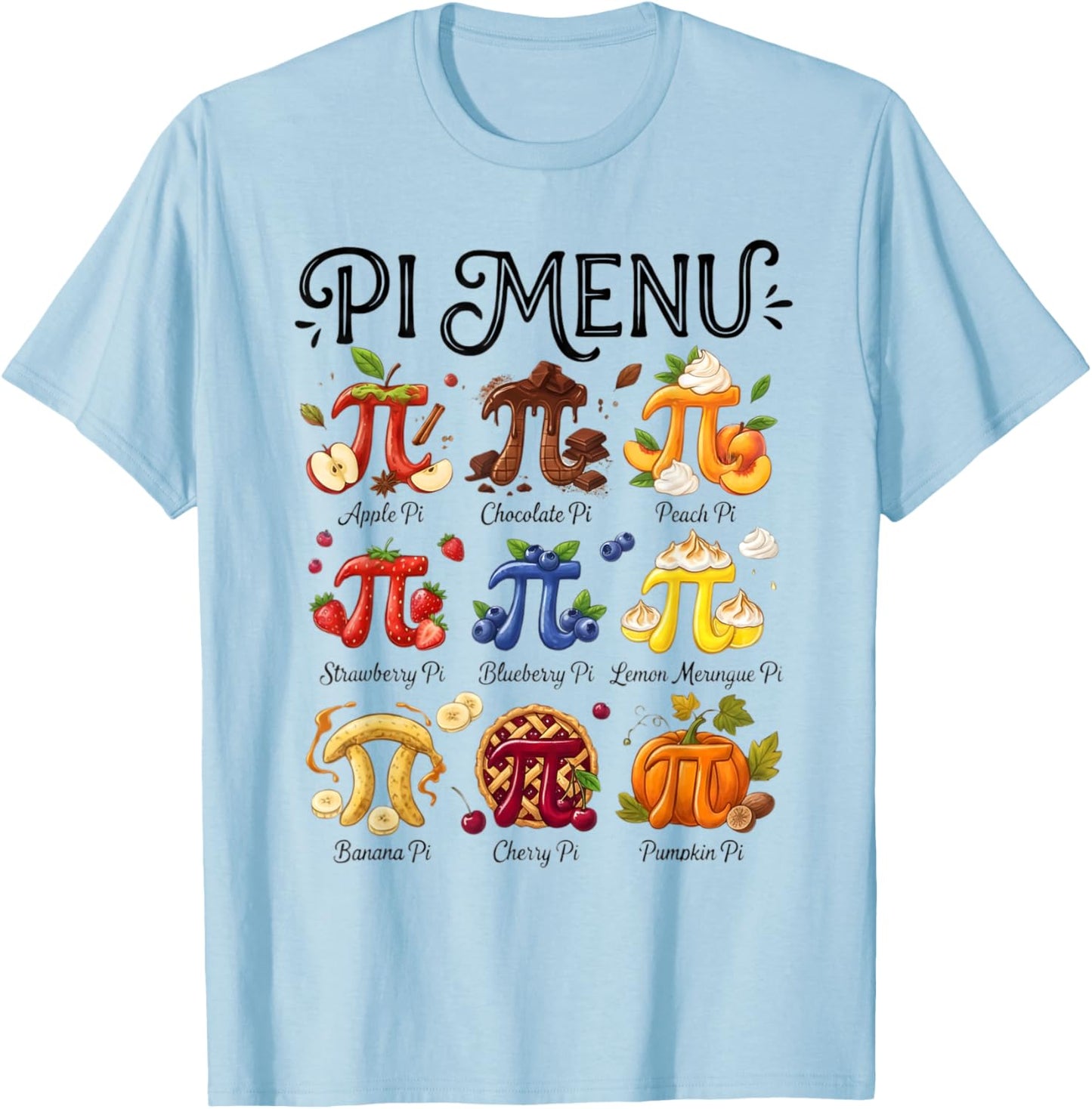 Pi Menu 3.14 Pi Symbol - Math Teacher Happy Pi Day T-Shirt - T-Shirt | Light Blue