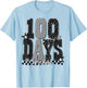 Black White Checkered Leopard 100 Days of School Stars T-Shirt - T-Shirt | Light Blue