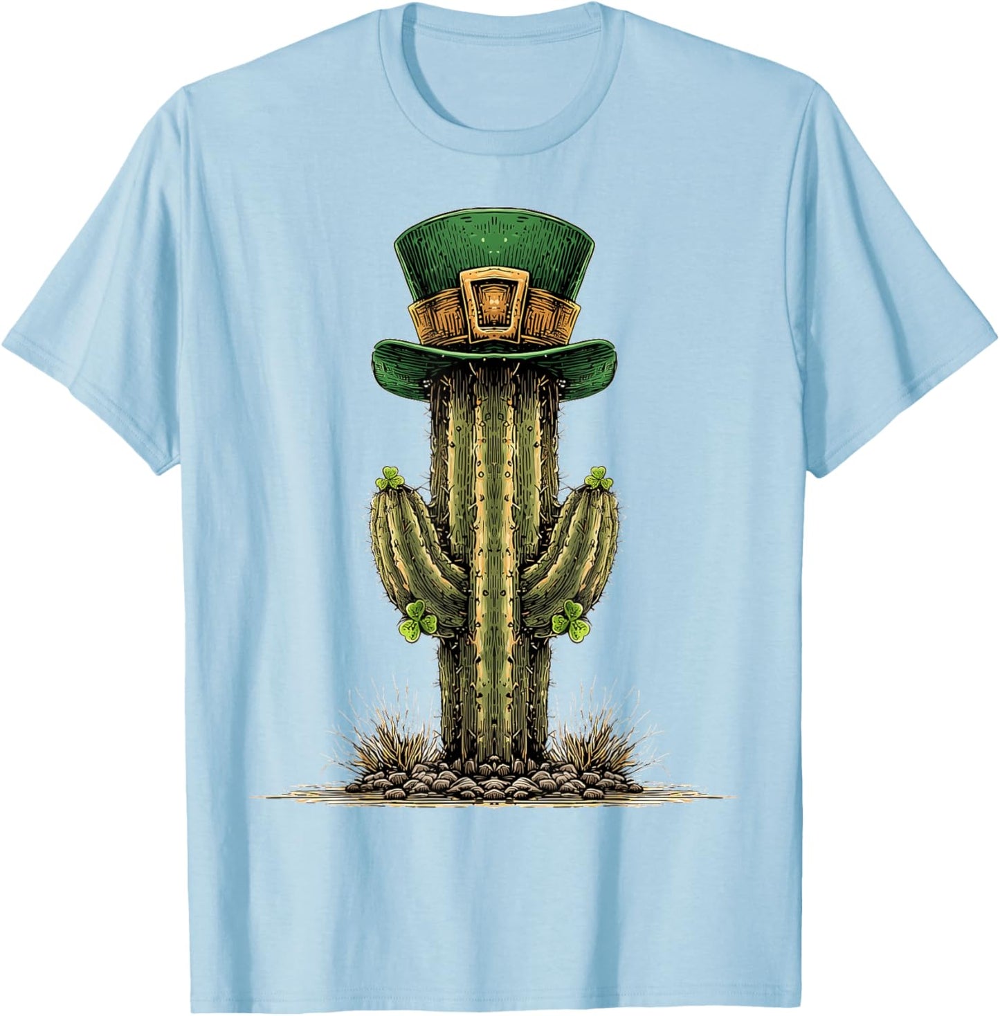 Cactus St. Patricks Day Pattys Day Irish Leprechaun Ireland T-Shirt - T-Shirt | Light Blue