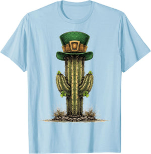 Cactus St. Patricks Day Pattys Day Irish Leprechaun Ireland T-Shirt - T-Shirt | Light Blue