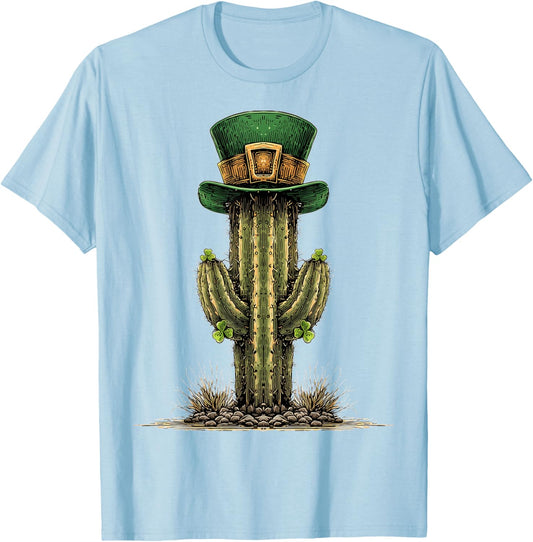 Cactus St. Patricks Day Pattys Day Irish Leprechaun Ireland T-Shirt - T-Shirt | Light Blue