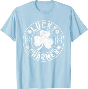 Lucky Charmer Funny Irish Shamrock St. Patrick’s Day T-Shirt - T-Shirt | Light Blue