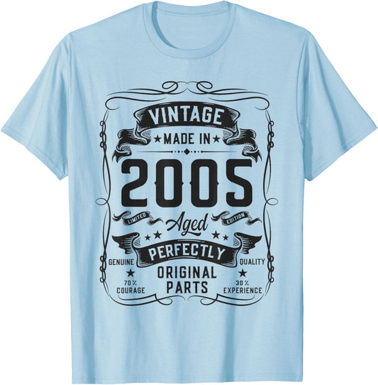 Vintage 2005 21yr 21st Birthday Gifts 21 Years Old T-Shirt - T-Shirt | Light Blue