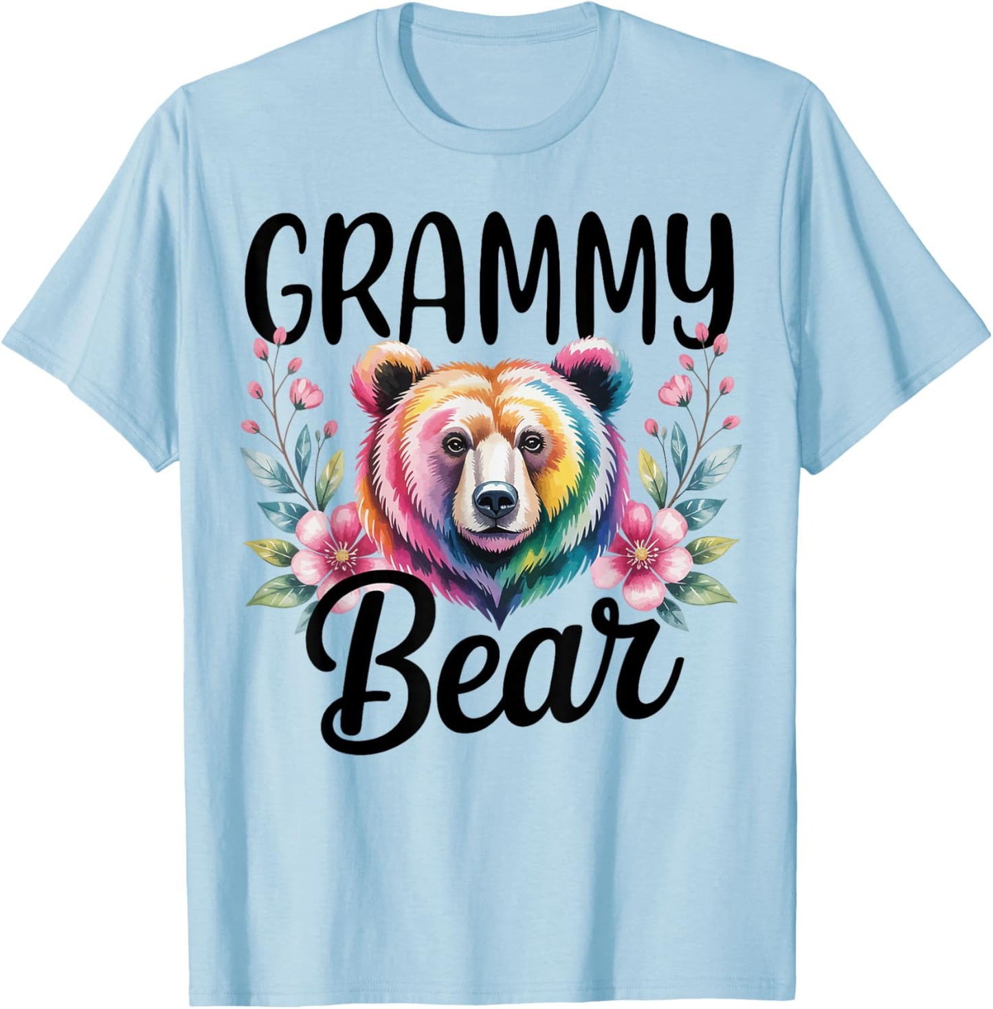 Grammy Bear Floral Graphic for Mothers Day Moments T-Shirt - T-Shirt | Light Blue