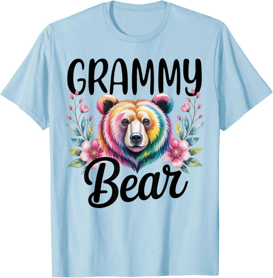 Grammy Bear Floral Graphic for Mothers Day Moments T-Shirt - T-Shirt | Light Blue