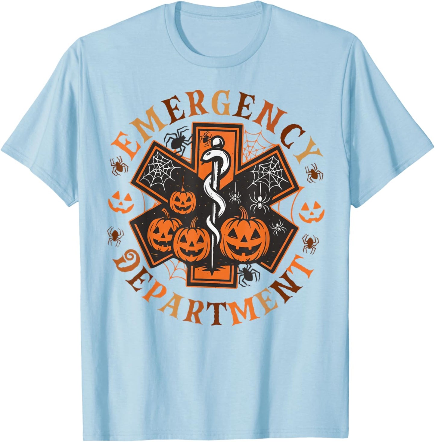 Spooky Nurse Emergency Department Emergency Room Halloween T-Shirt - T-Shirt | Light Blue