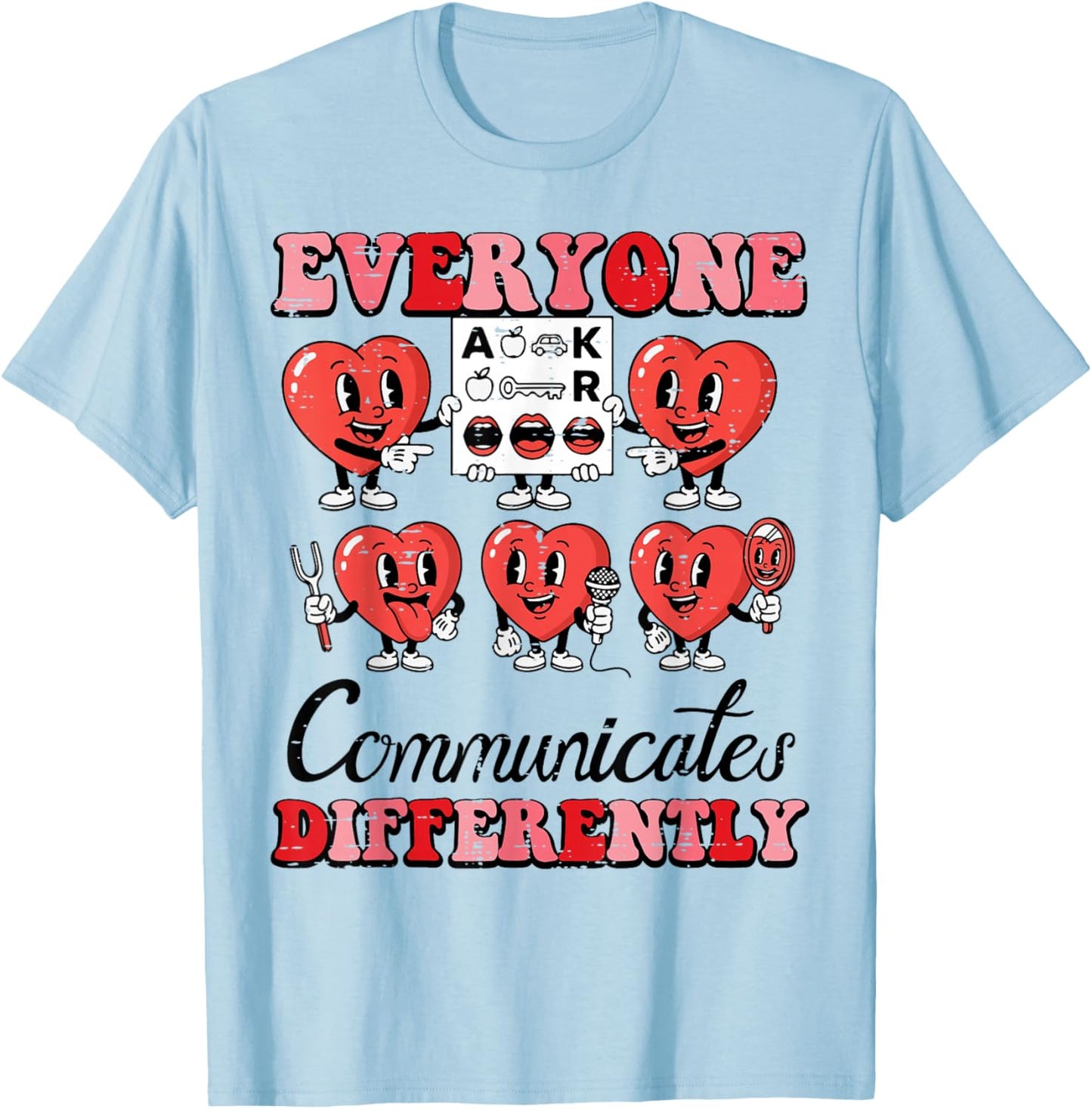 Everyone Communicates Differently Valentines Day Speech Kids T-Shirt - T-Shirt | Light Blue