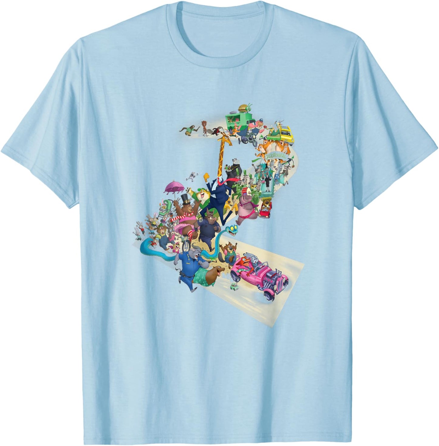 Disney Zootopia 2 Huge Parade Character Mashup T-Shirt - T-Shirt | Light Blue