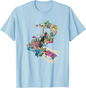 Disney Zootopia 2 Huge Parade Character Mashup T-Shirt - T-Shirt | Light Blue
