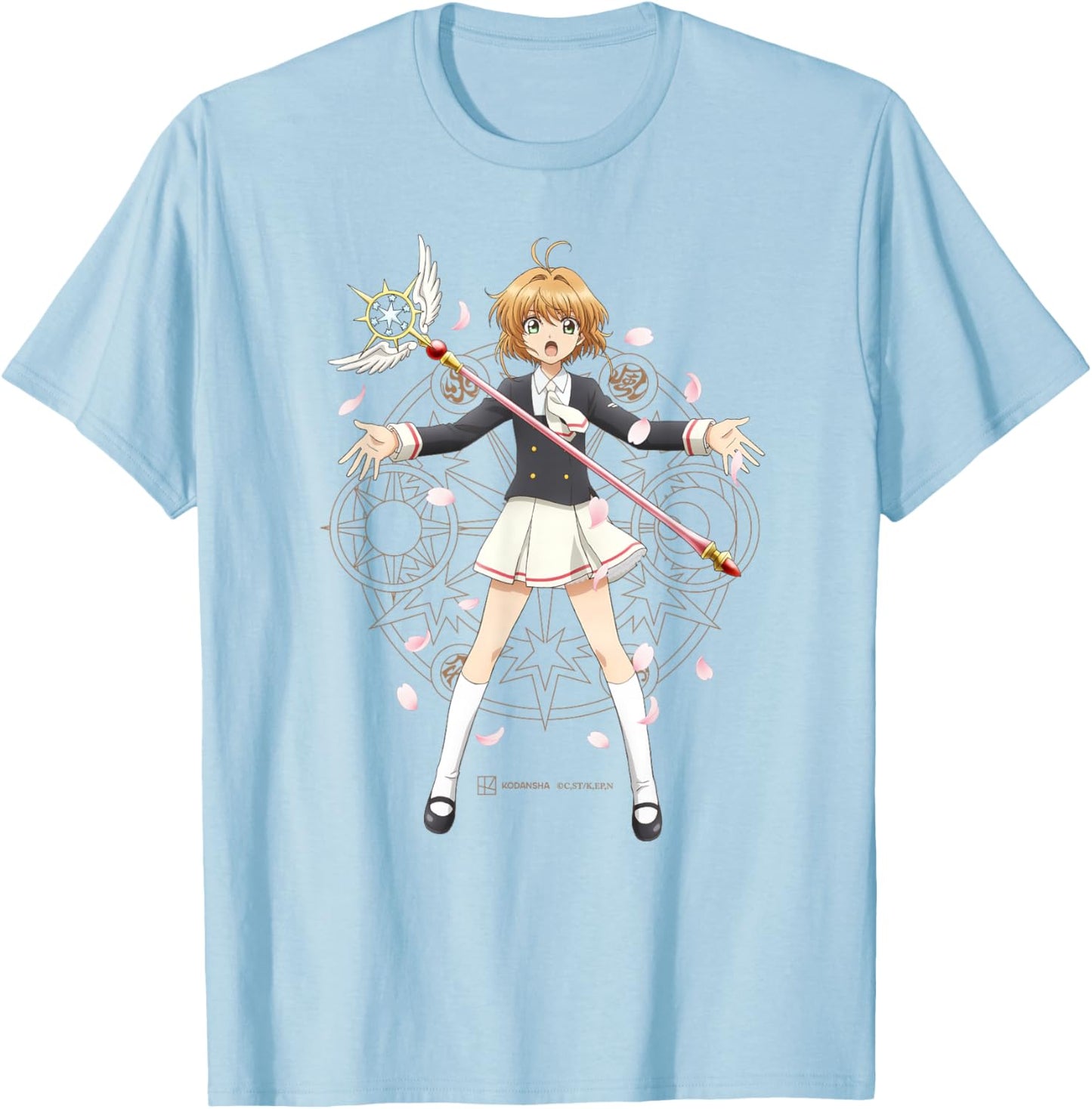 Cardcaptor Sakura: Clear Card - “Sakura in School Uniform B” T-Shirt - T-Shirt | Light Blue
