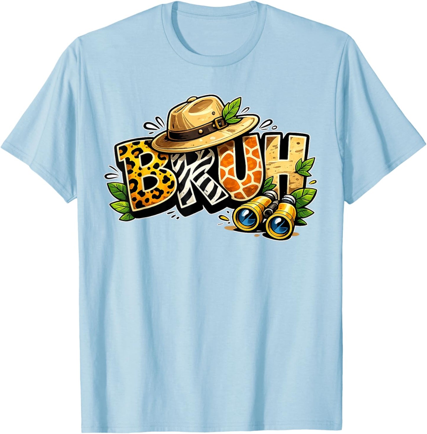 Bruh Safari Zookeeper Funny Animal Print Wildlife Boys Kids T-Shirt - T-Shirt | Light Blue