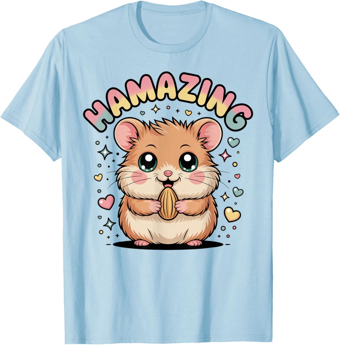 Hamazing Cute Hamster Kawaii Pastel Hearts Stars Hamster T-Shirt - T-Shirt | Light Blue