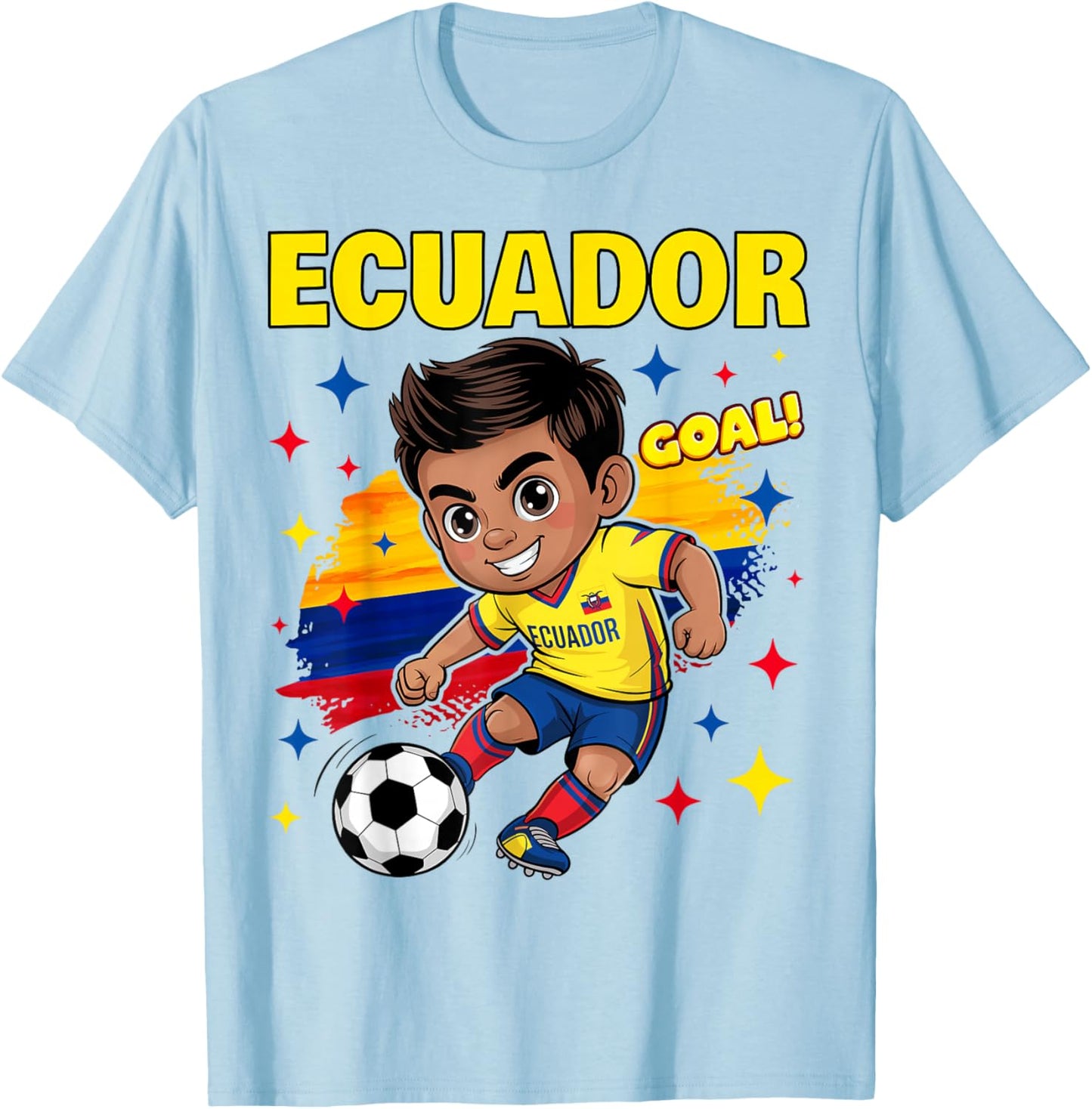 Ecuador Kid Goal Cartoon Ecuador Flag for Kids T-Shirt - T-Shirt | Light Blue