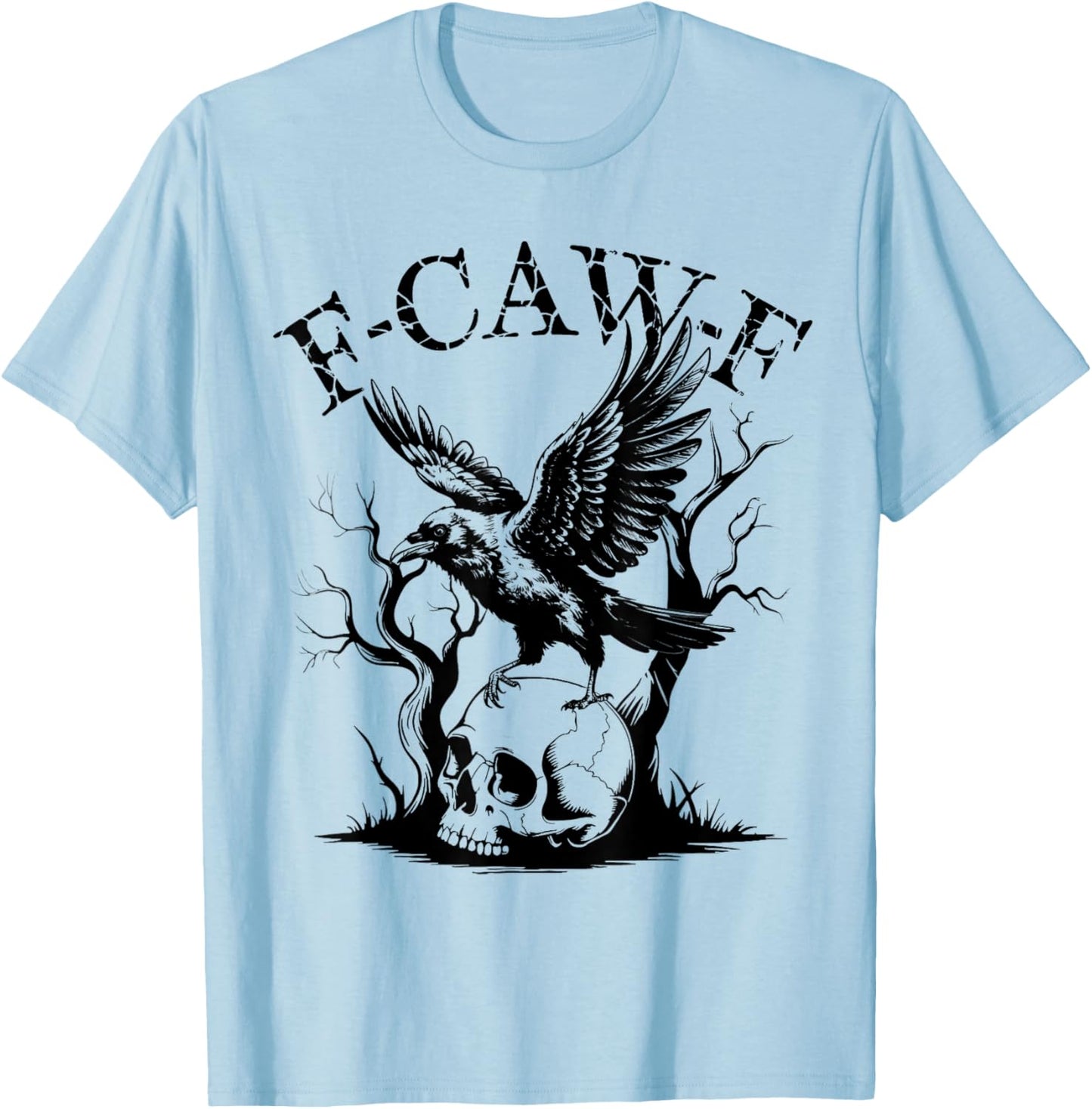 Funny Caw Shirt Black Crow Black Bird Funny Crow Halloween T-Shirt - T-Shirt | Light Blue