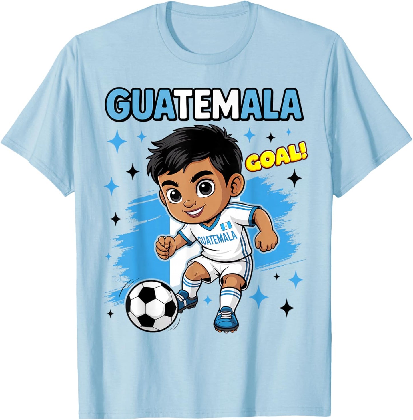 Guatemala Kid Goal Cartoon Guatemalan Flag for Kids T-Shirt - T-Shirt | Light Blue