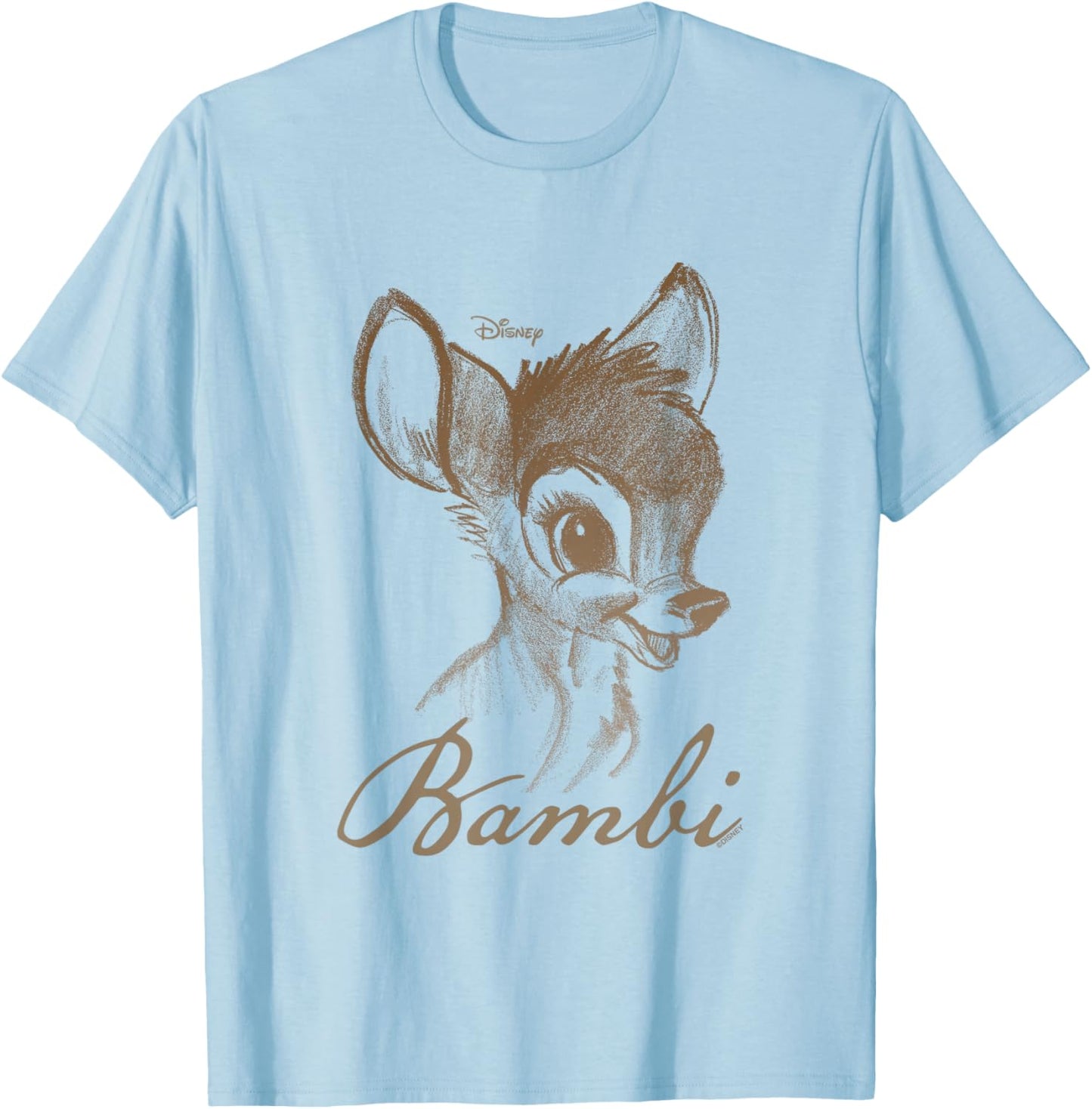 Disney Bambi Vintage Sketch Portrait T-Shirt - T-Shirt | Light Blue