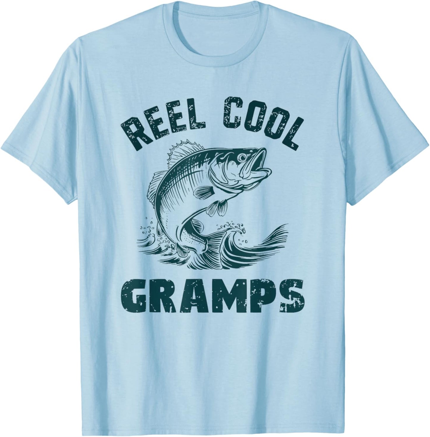 Reel Cool Gramps Fishing Grandpa Vintage Style T-Shirt - T-Shirt | Light Blue