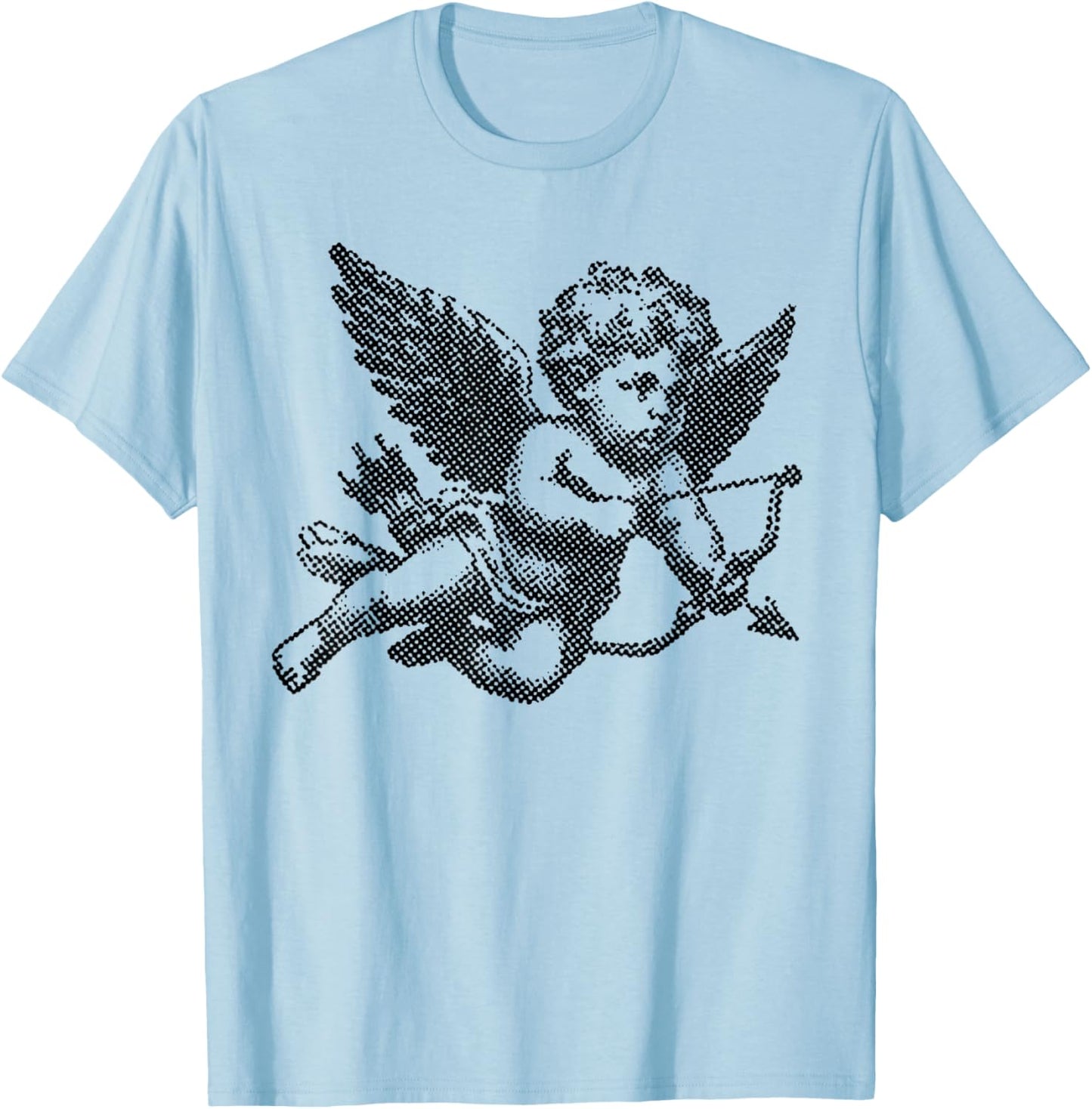 Vintage Cupid Cherub Black and White T-Shirt - T-Shirt | Light Blue