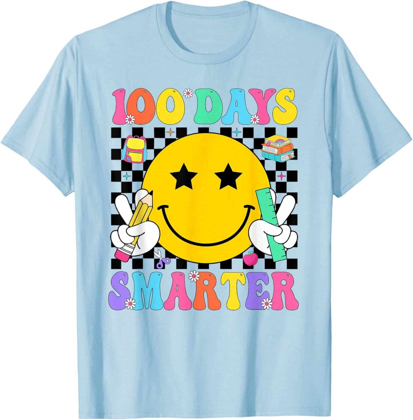 100 Days Smarter Teacher Boys Girls Kids 100th Day of School T-Shirt - T-Shirt | Light Blue