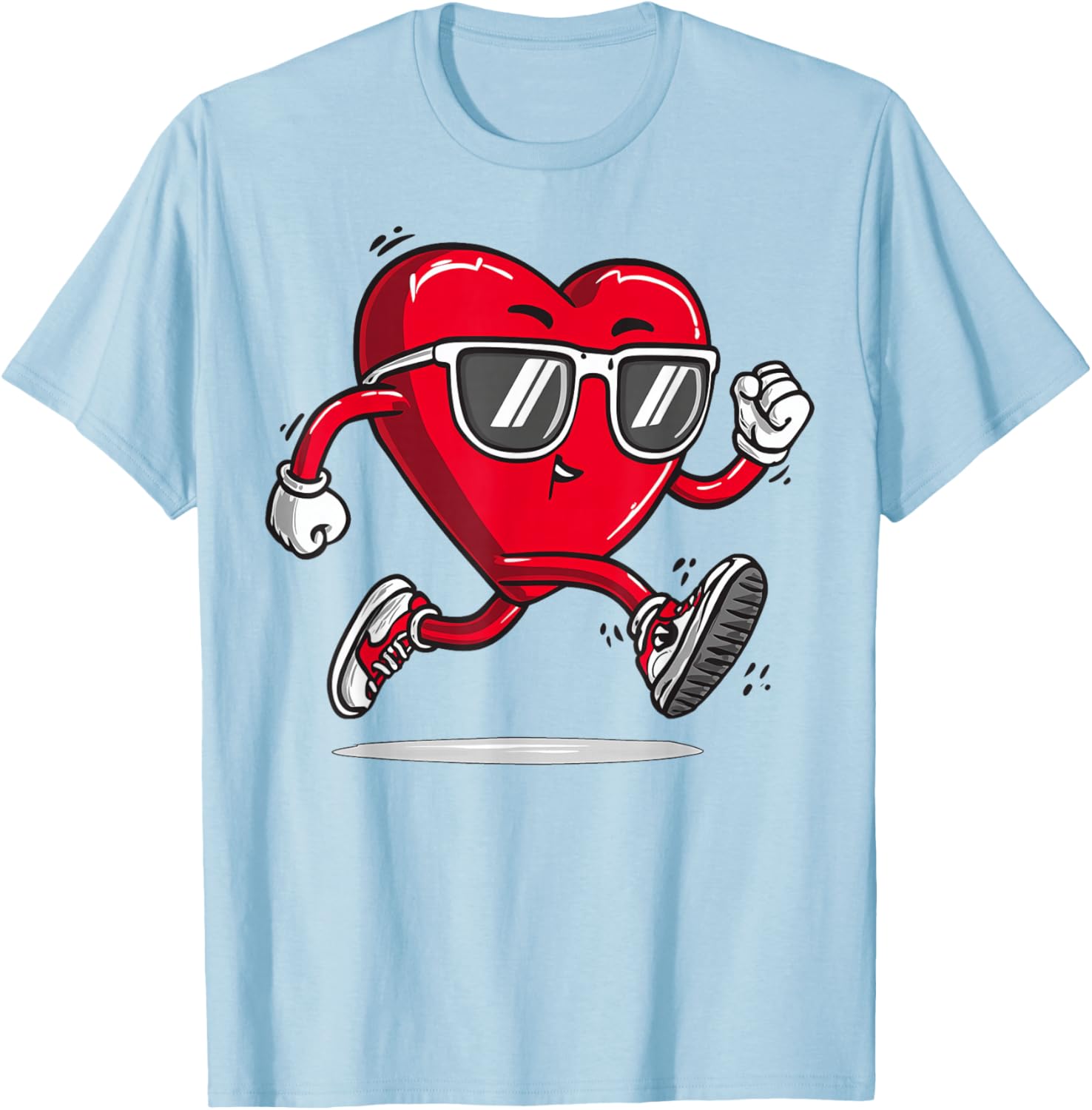 Runner Heart Marathon Running Valentine's Day Sunglasses T-Shirt - T-Shirt | Light Blue