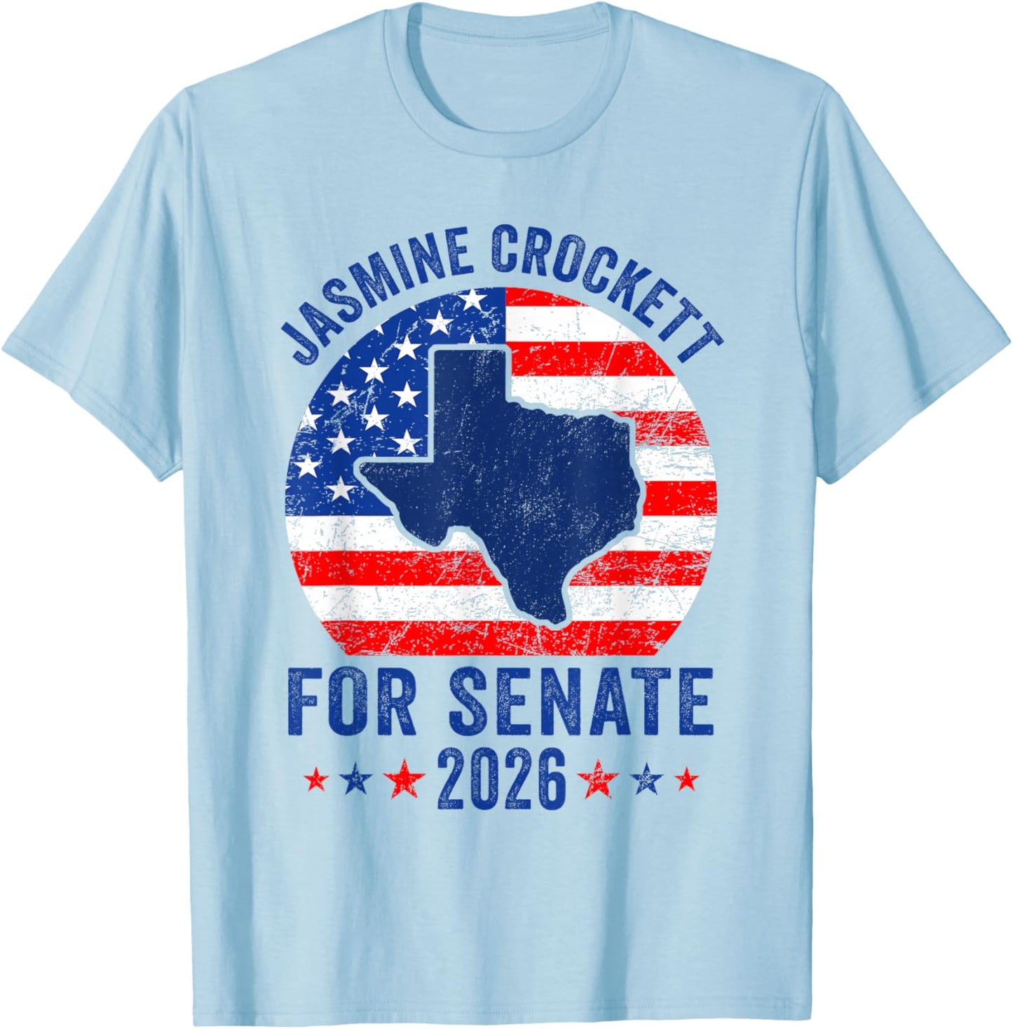 Jasmine Crockett 2026 for US Senate Texas TX Democrat T-Shirt - T-Shirt | Light Blue