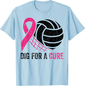 Dig for A Cure Breast Cancer Awareness Volleyball Pink T-Shirt - T-Shirt | Light Blue