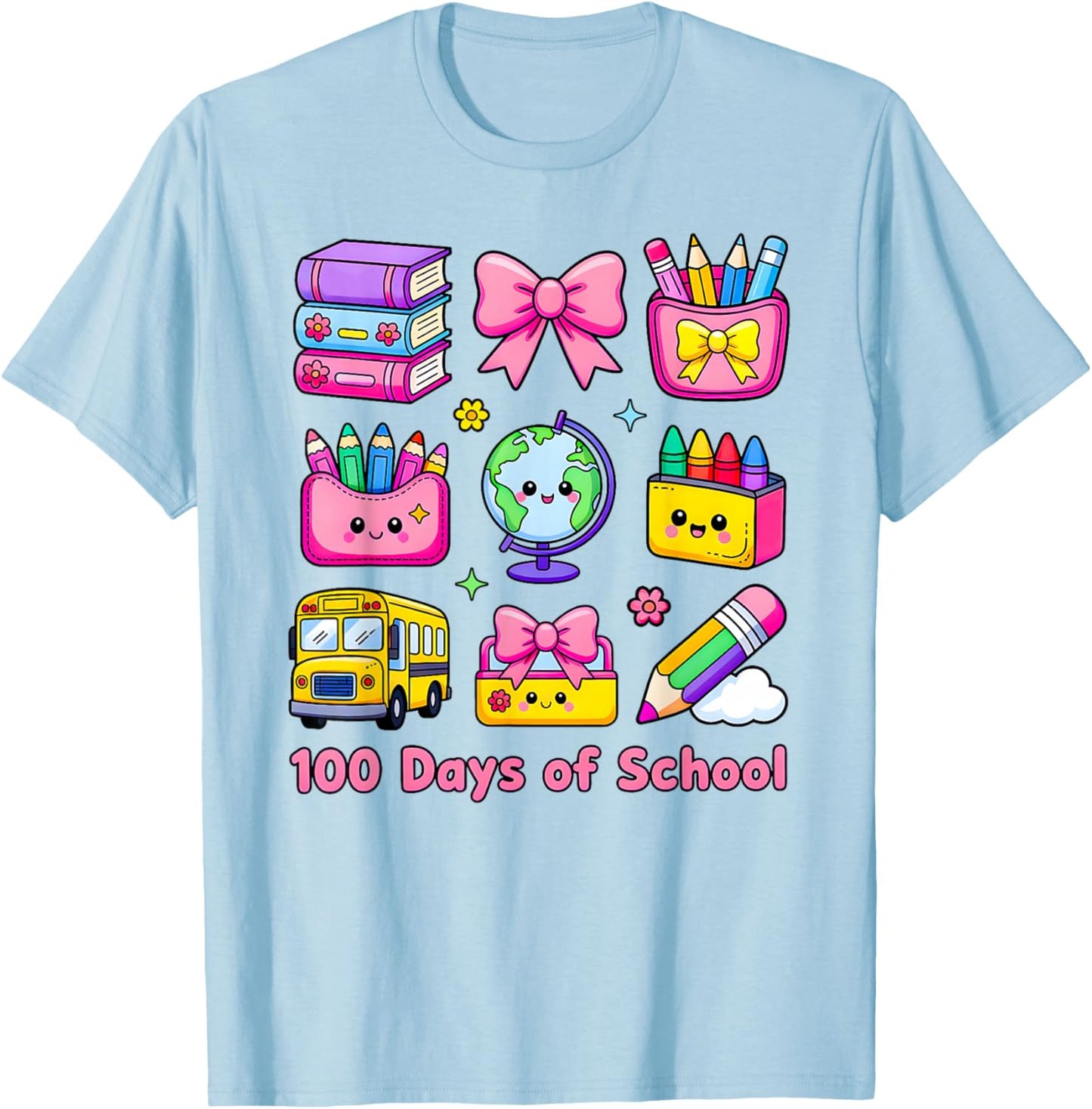 100 Days of School Teacher Kids 100 Days Smarter 100th Day T-Shirt - T-Shirt | Light Blue