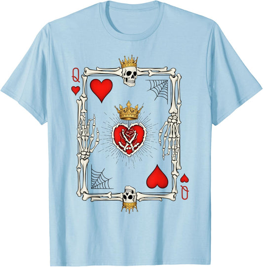 Valentine Halloween Queen of Hearts Card Costume Girl Women T-Shirt - T-Shirt | Light Blue