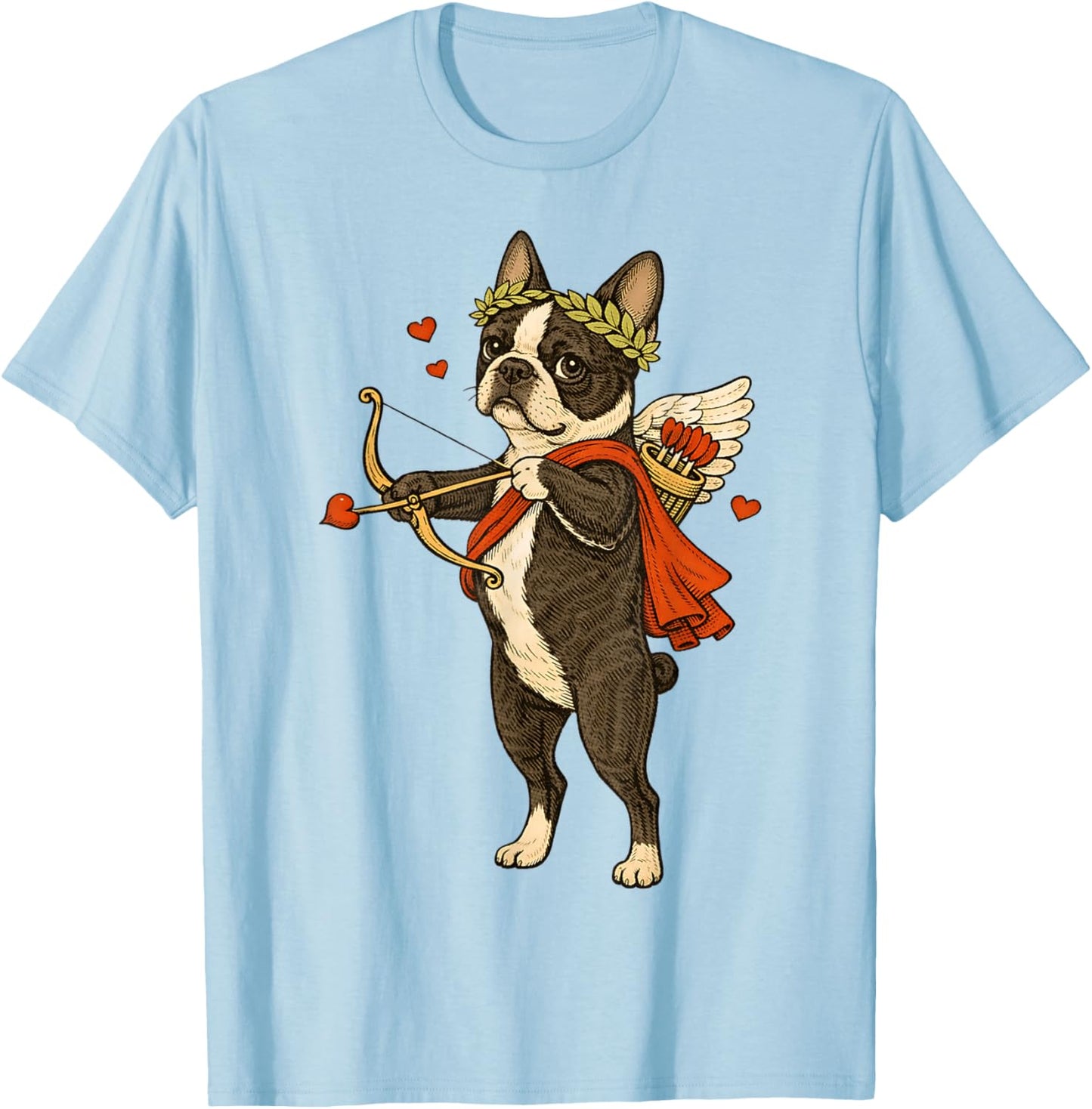 Valentine's Boston Terrier Cupid for Dog Lover T-Shirt - T-Shirt | Light Blue