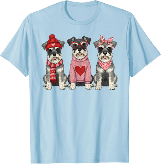 Cute Miniature Schnauzer Valentine Dog T-Shirt - T-Shirt | Light Blue