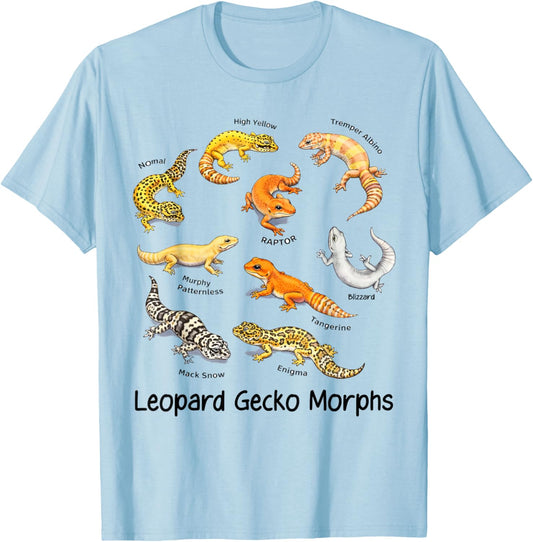 Leopard Gecko Lover Reptile Mom Lizard Leopard Gecko Morphs T-Shirt - T-Shirt | Light Blue