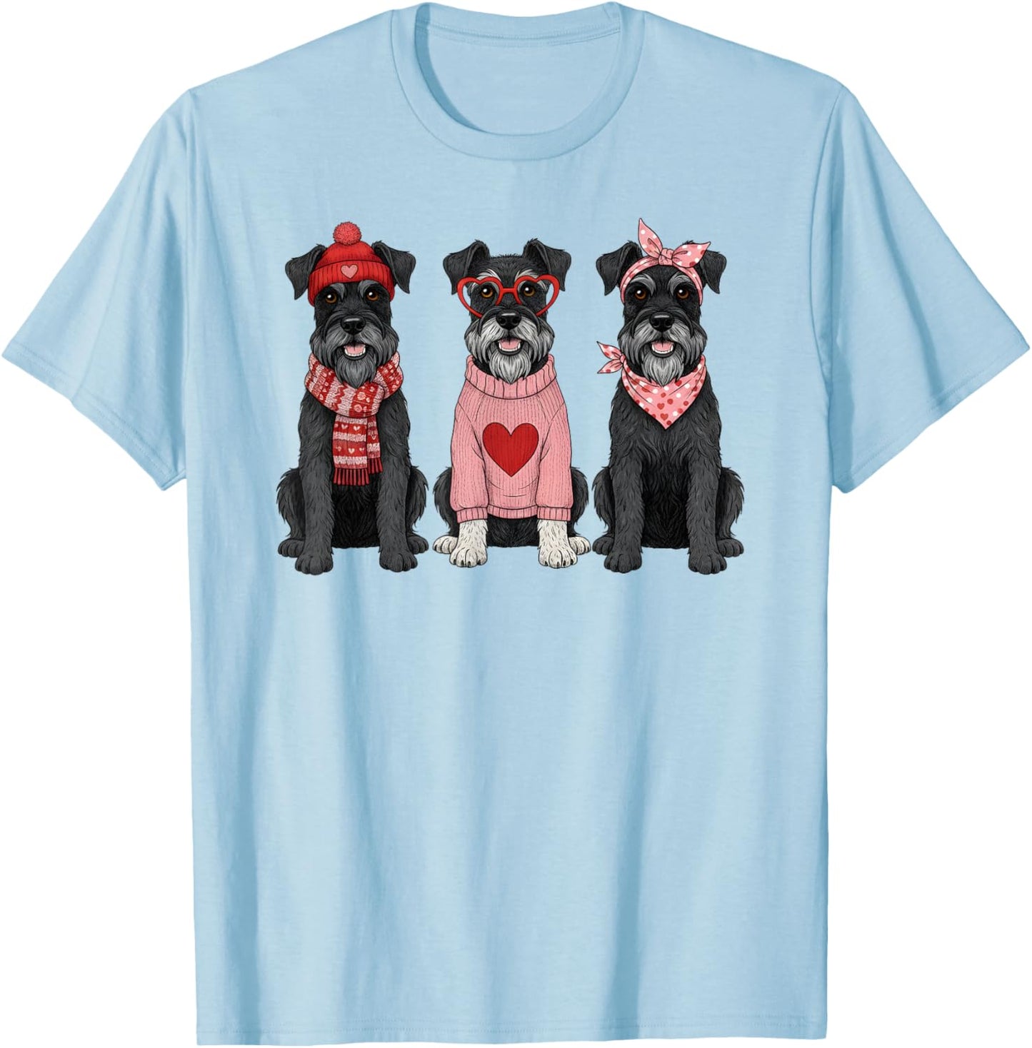 Cute Schnauzer Valentine Dog T-Shirt - T-Shirt | Light Blue