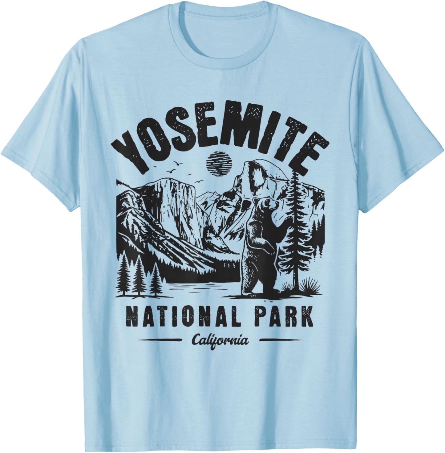 Yosemite National Park Caliornia USA Retro Vintage Nature T-Shirt - T-Shirt | Light Blue