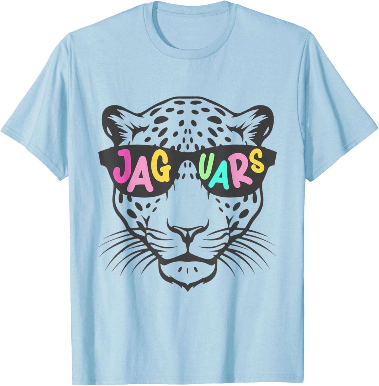 Cool Cartoon Jaguar Mascot Retro Animal T-Shirt - T-Shirt | Light Blue