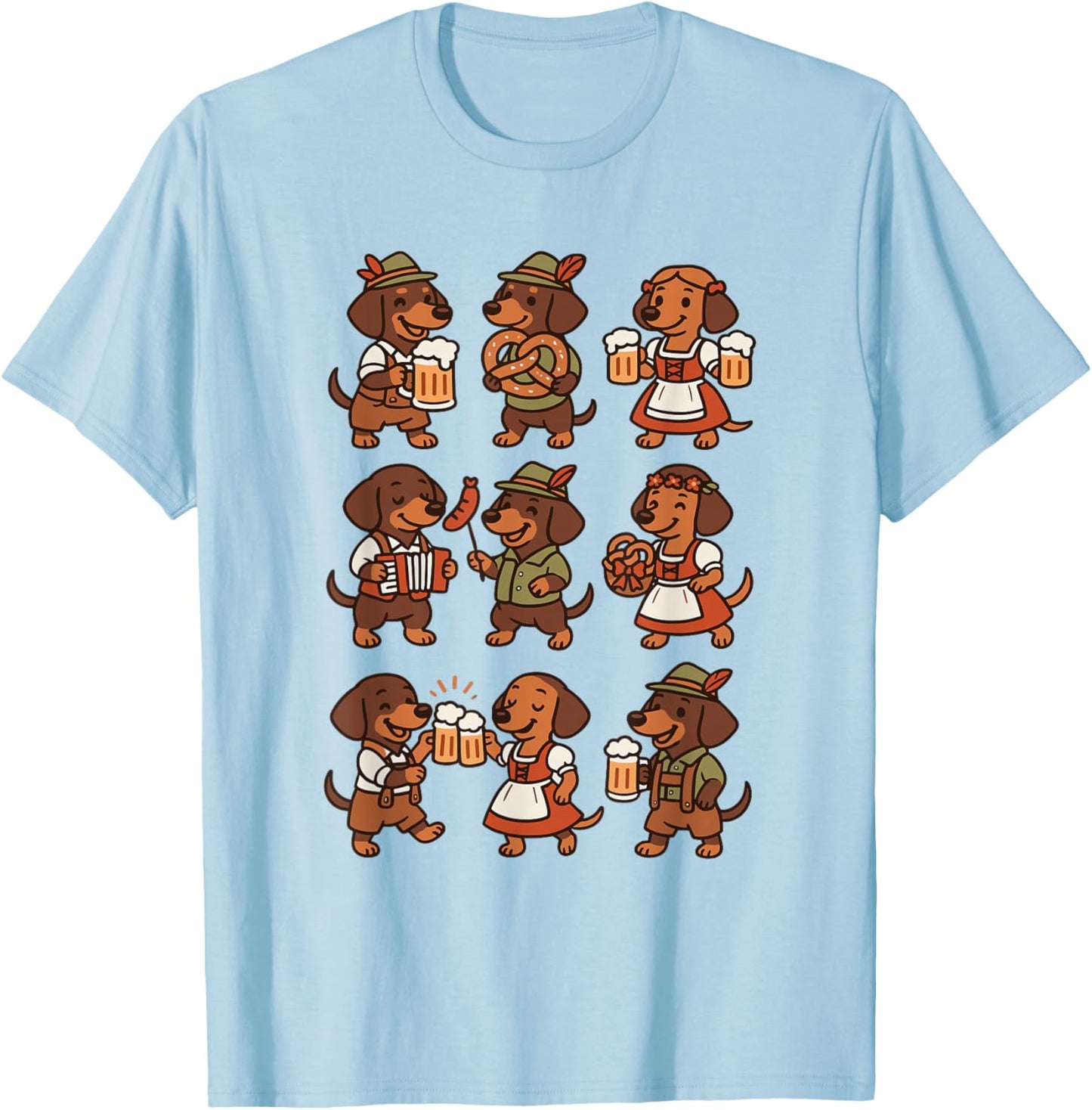 Oktoberfest Dachshund Cute Sausage Dog German Men Women T-Shirt - T-Shirt | Light Blue