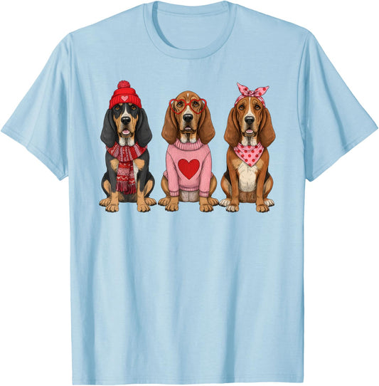 Cute Bloodhound Valentine Dog T-Shirt - T-Shirt | Light Blue