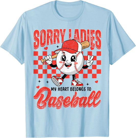 Sorry Ladies My Heart Belongs to Baseball Valentines Boys T-Shirt - T-Shirt | Light Blue