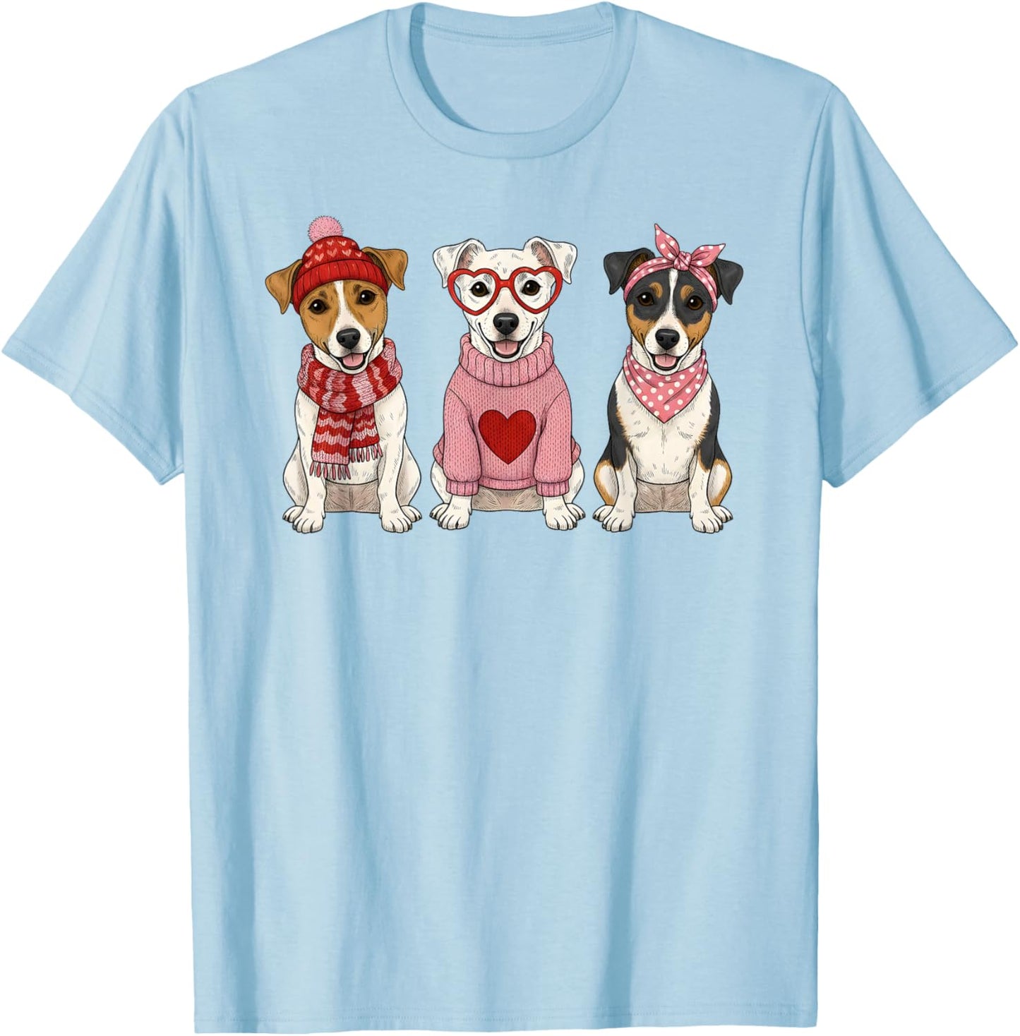 Cute Jack Russell Terrier Valentine Dog T-Shirt - T-Shirt | Light Blue
