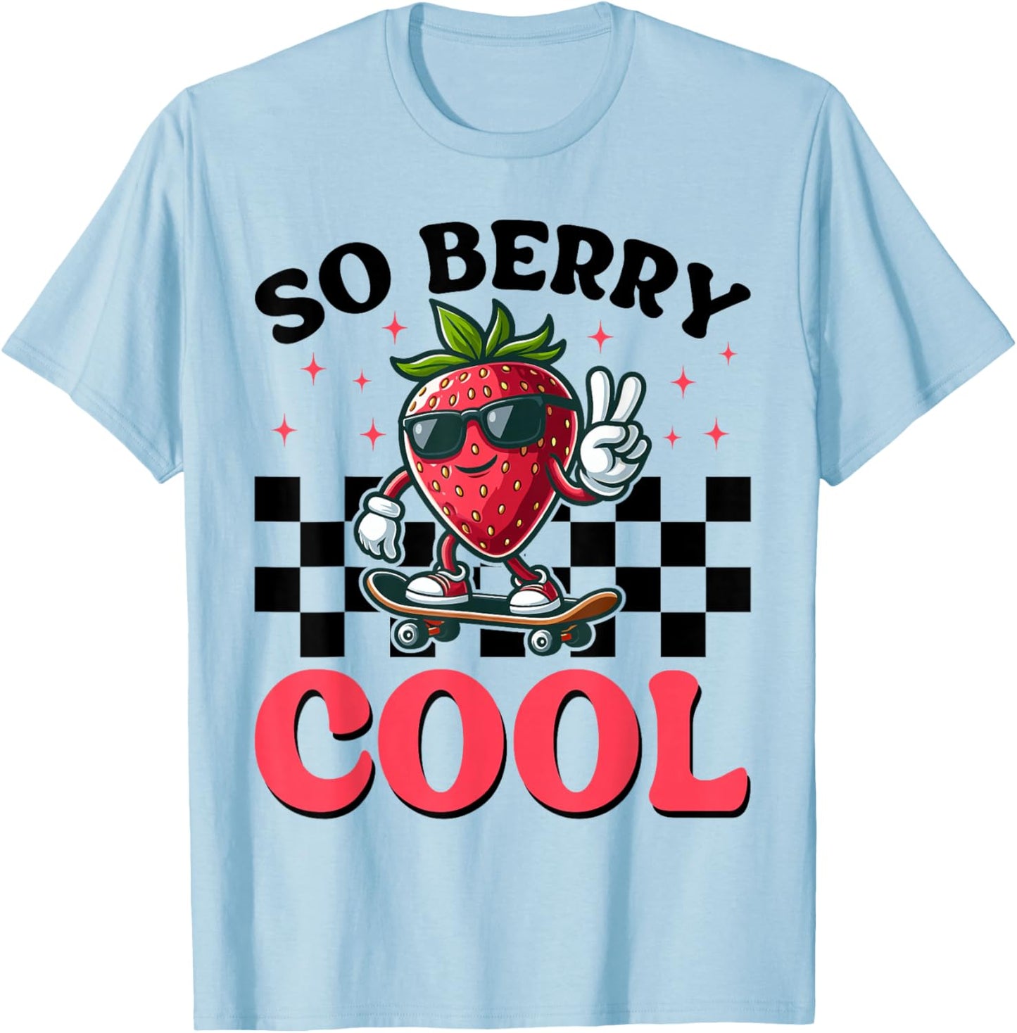 Groovy So Berry Cool Fruit Lover Strawberry Season for Boy T-Shirt - T-Shirt | Light Blue