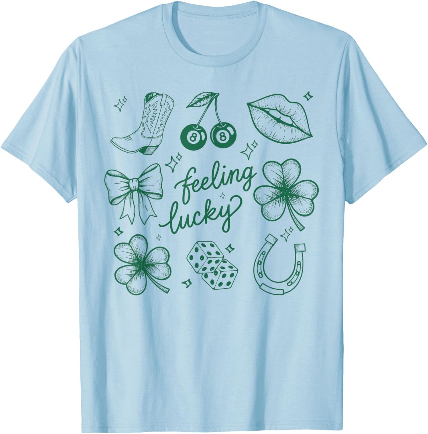 Feeling Lucky Irish Shamrocks Patrick's Day Men Women T-Shirt - T-Shirt | Light Blue