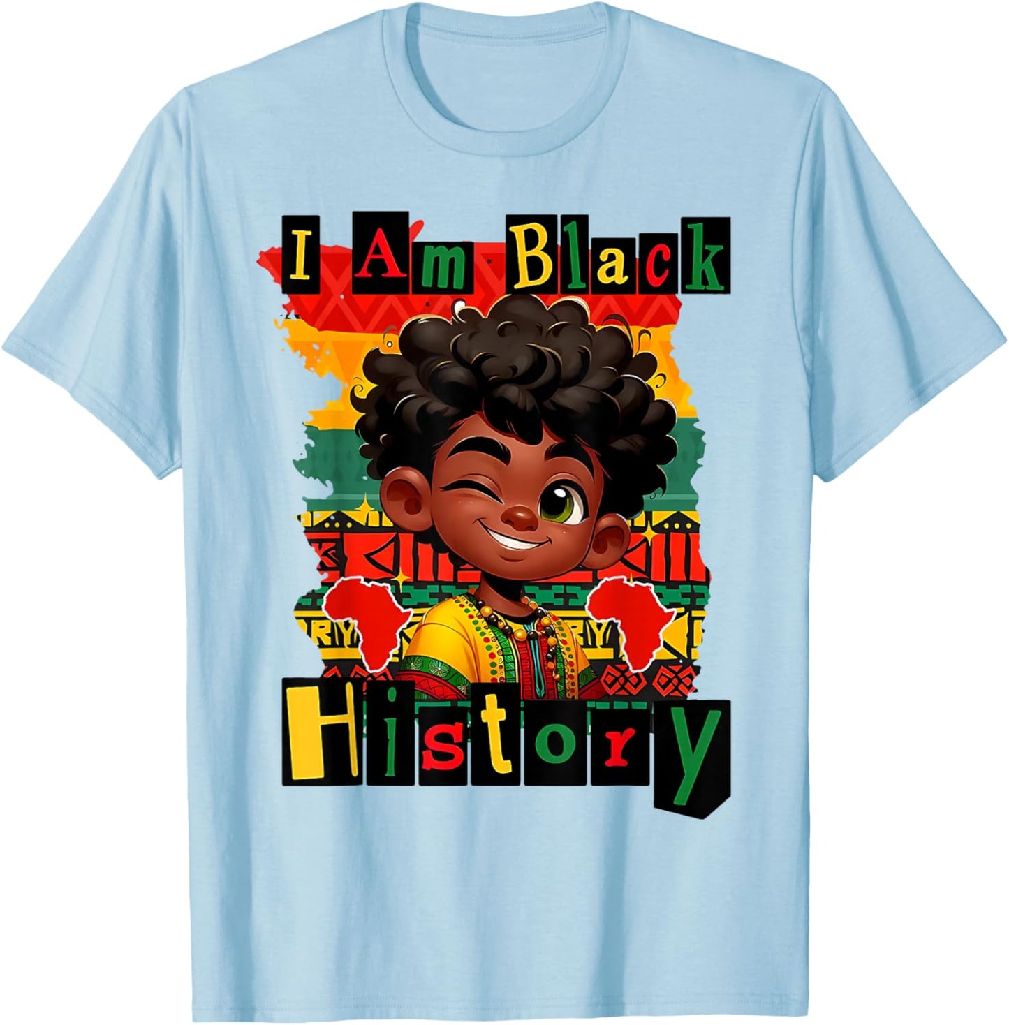 I am Black History Juneteenth Boy Girl Kids BHM T-Shirt - T-Shirt | Light Blue
