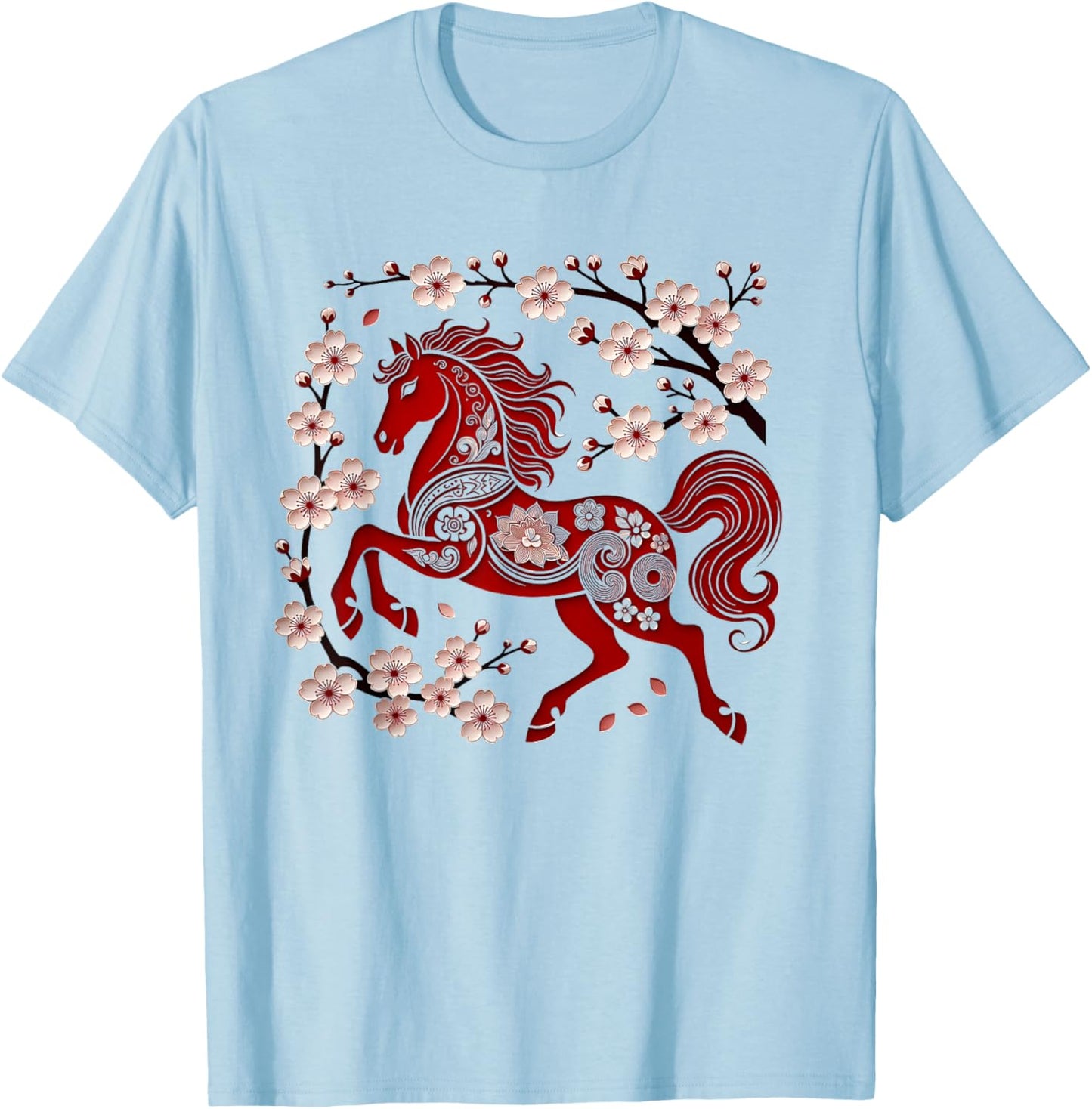 Years of The Horse Lunar Zodiac Happy Chinese New Year 2026 T-Shirt - T-Shirt | Light Blue