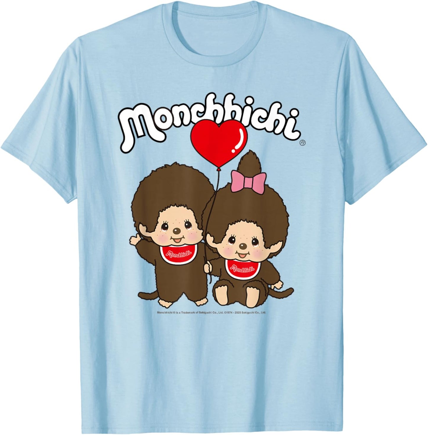 Monchhichi Valentine's Day Cute Little Fluffy Twins T-Shirt - T-Shirt | Light Blue