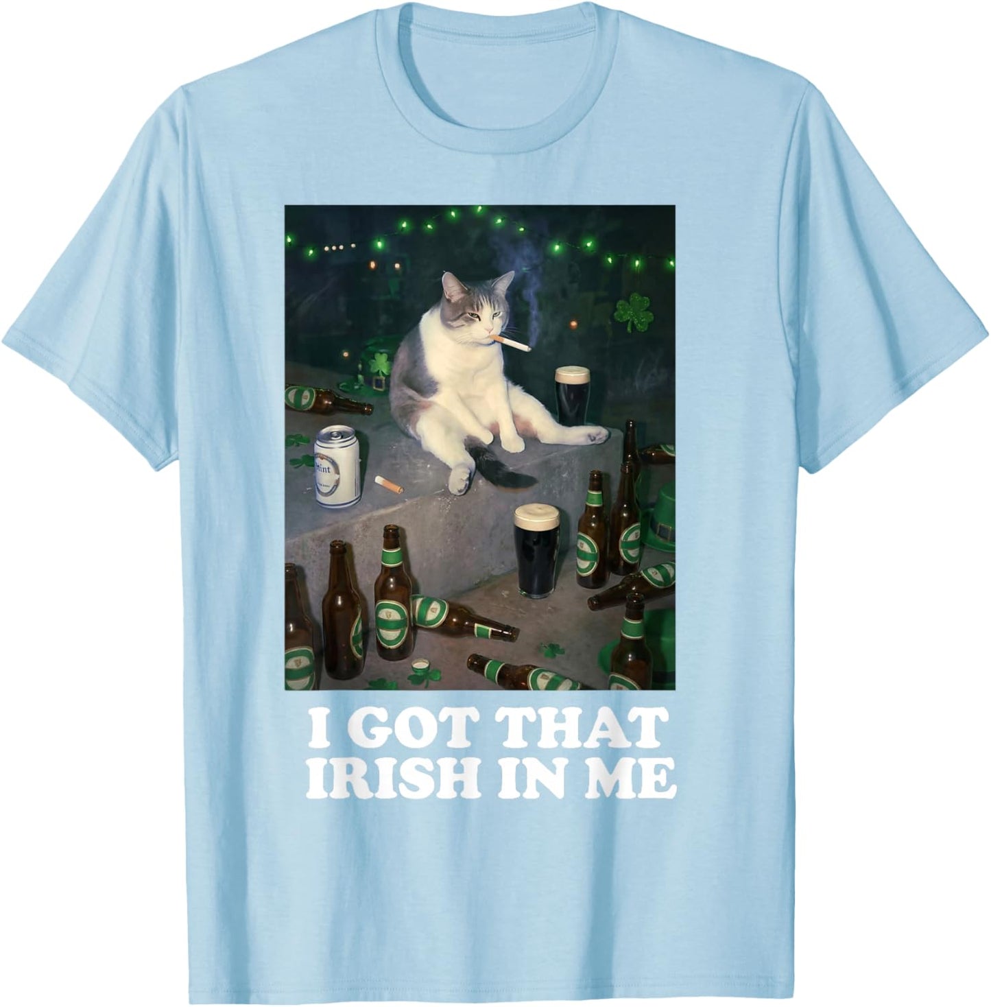 I Got That Irish in Me Cat Funny 2026 St Patricks Day Parade T-Shirt - T-Shirt | Light Blue